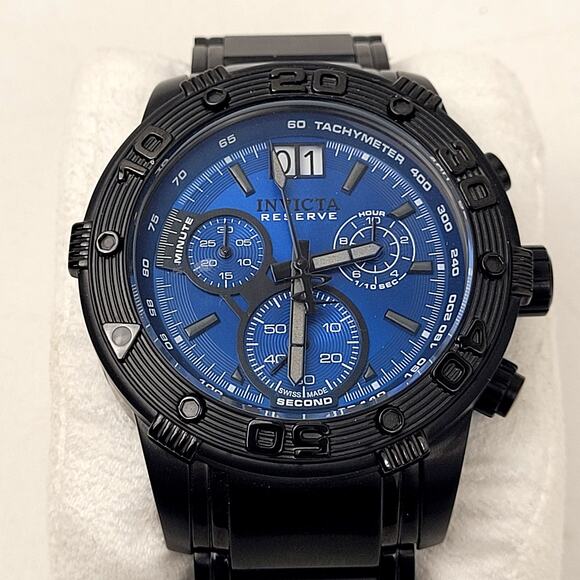 Invicta Signature Collection Chronograph Black & Blue Men's Watch NIB MSRP $675 - Picture 1 of 8
